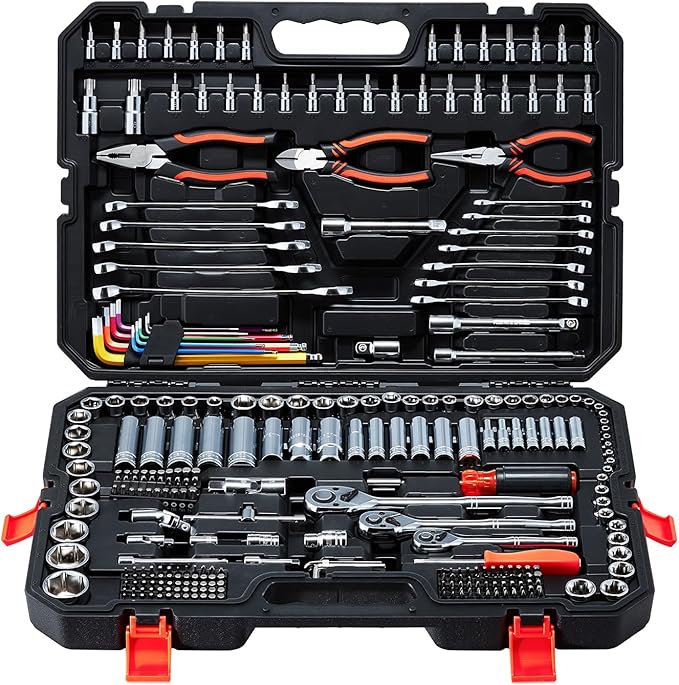 VEVOR Mechanics Tool Set, 314-Piece Mechanic Tool Kit, 1/4 in, 3/8 in, and 1/2
