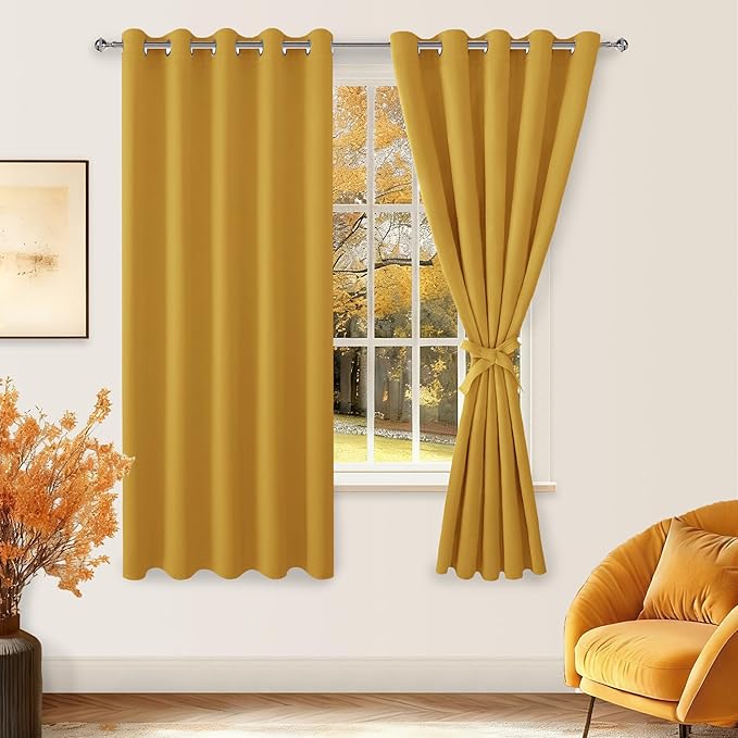 Hiasan Blackout Curtains for Bedroom, 60 x 63 Inches Length