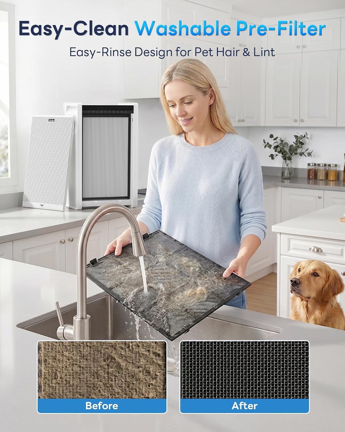 FreAire Air Purifiers for Home Large Room Up to 3850 Ft², HAP611WF, White