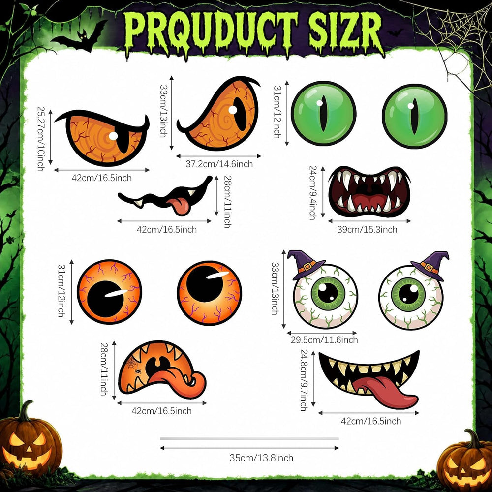 Junkin 12 Pcs Big Halloween Bush Eyes and Mouths, 4 Styles Yard Decorations