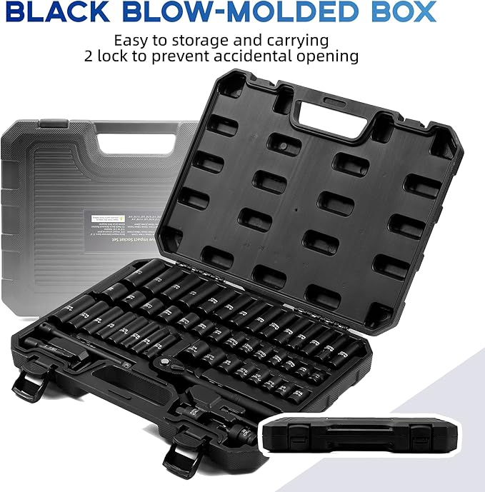 50-Piece 3/8" Drive Socket Set, SAE & Metric, Deep & Shallow, 72-Tooth Ratchet