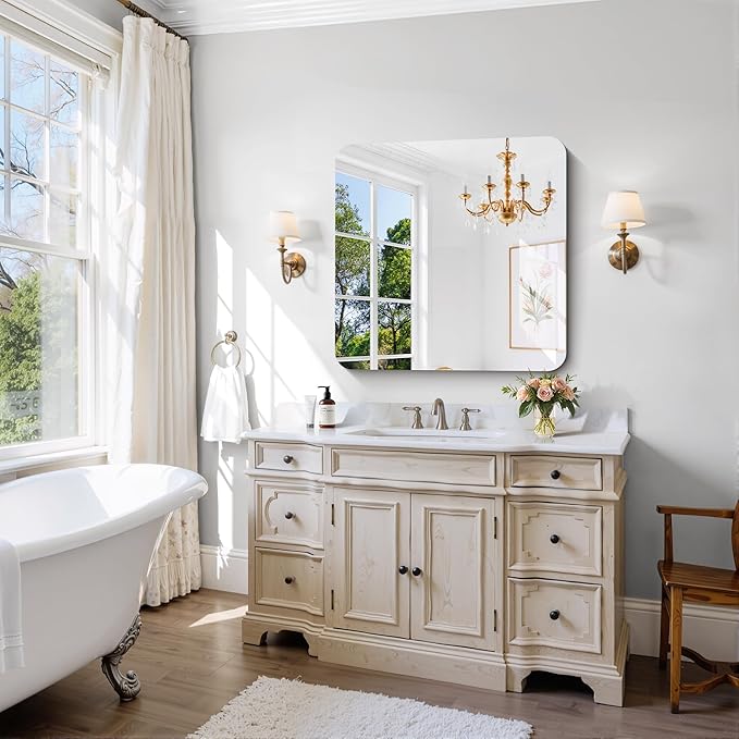 CILIBER Frameless Wall Mirror, HD Shatterproof Vanity Mirror