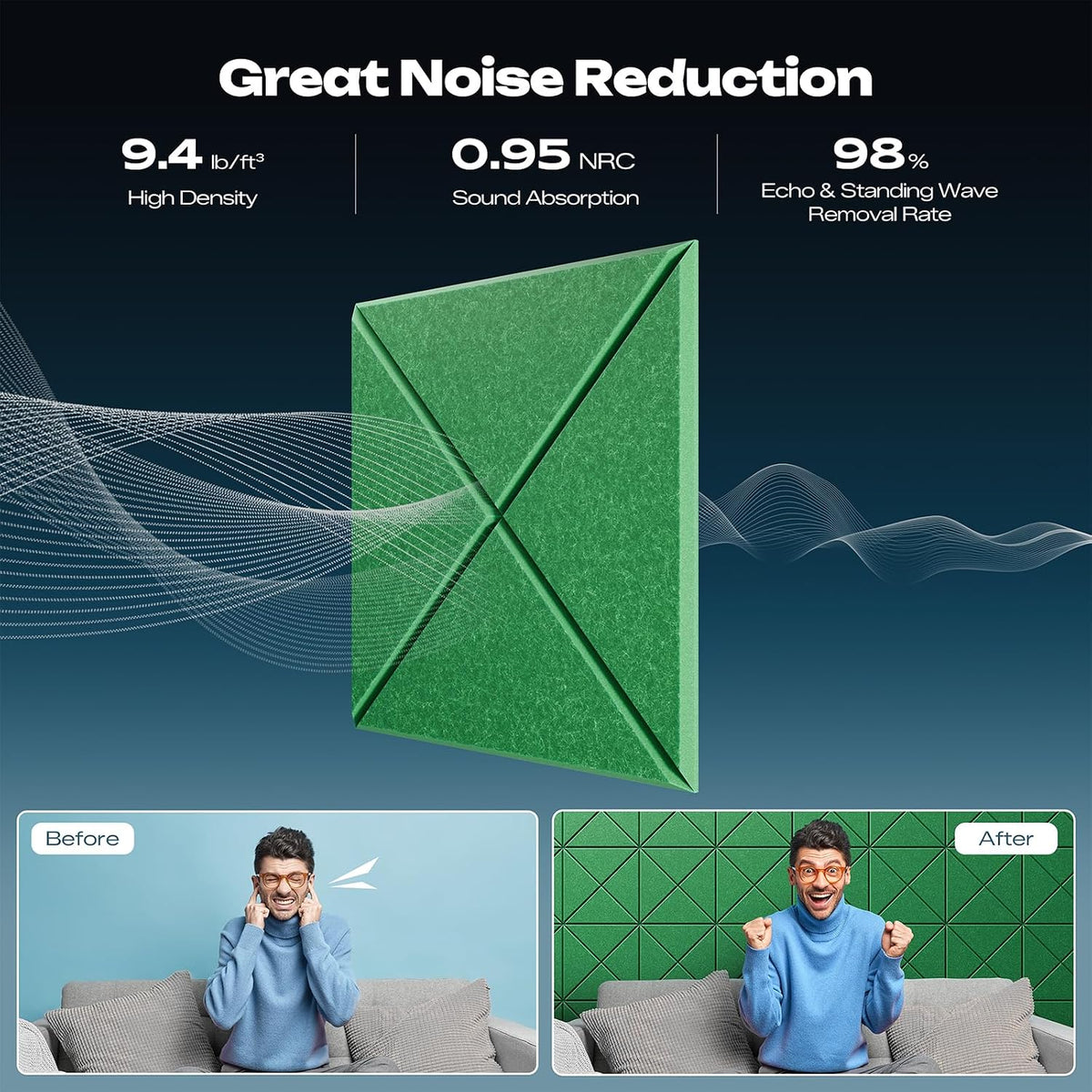 sonicism 12 pack x-lined acoustic panels, close-up detail