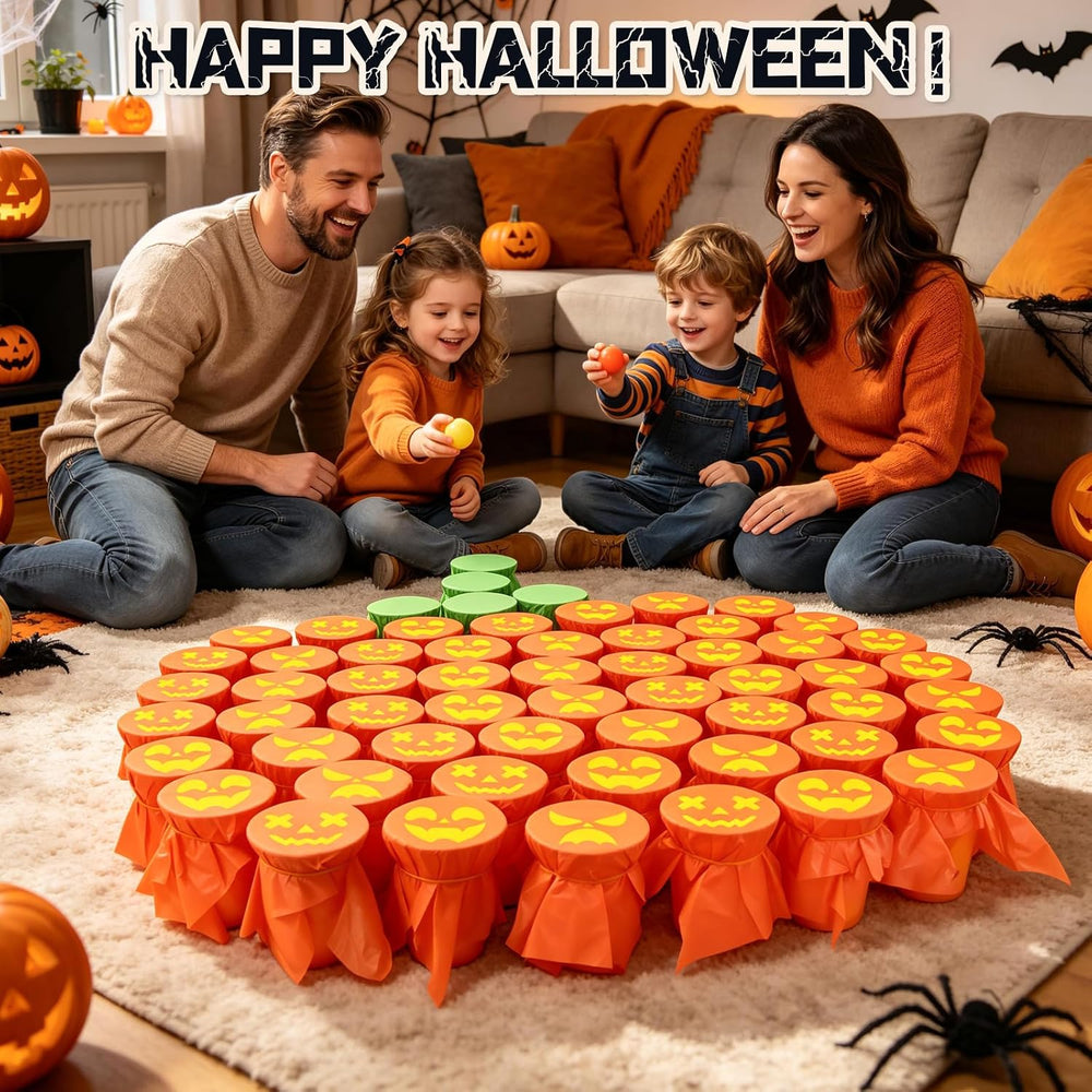 50 Pcs Halloween Pumpkin Punch Game Set, DIY Prizes Fall Party Supplies