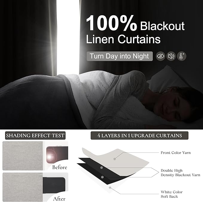 Light Brown Linen Floor to Ceiling Curtains