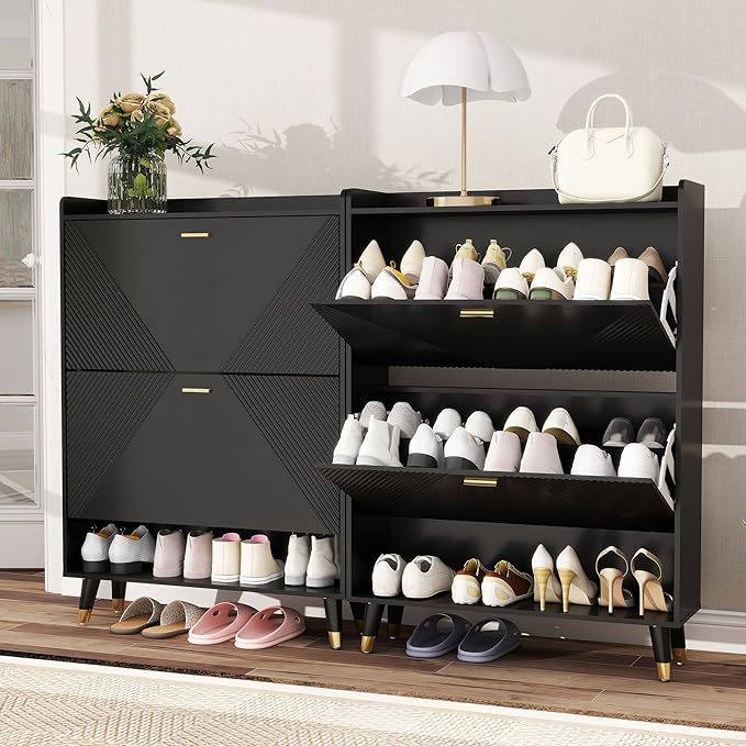Shoe Cabinet Storage for Entryway, Shoe Organizer Cabinet Flip Drawers Narrow