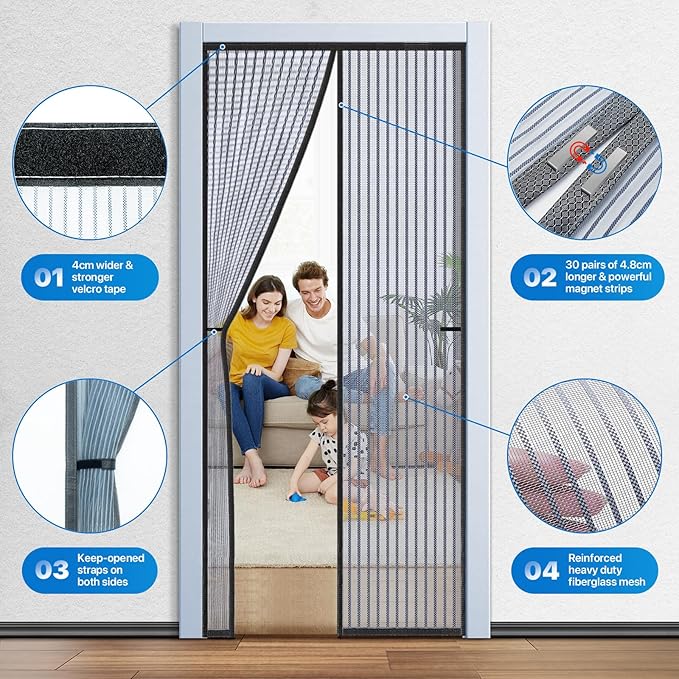 Heavy Duty Door Screen Magnetic Closure, LOVIGA Thickened Fiberglass Screen