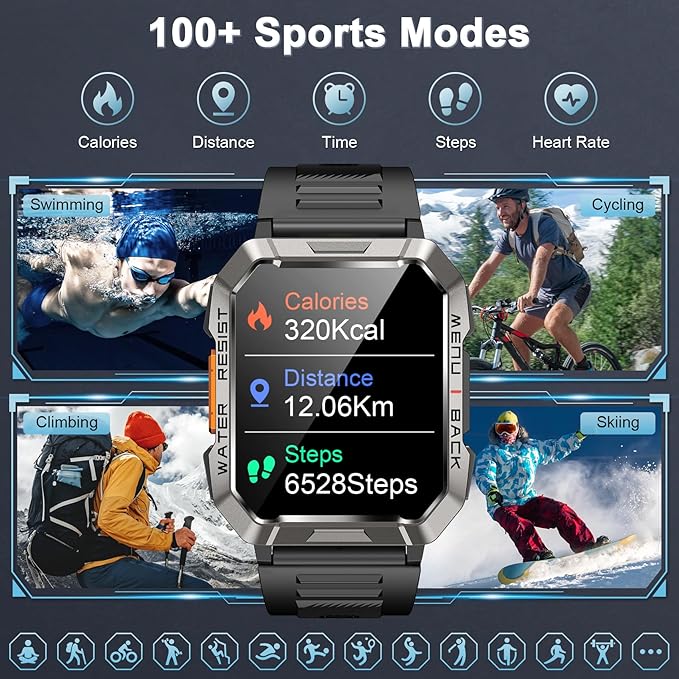 Military Smart Watch for Men, Outdoor Sports Smartwatch