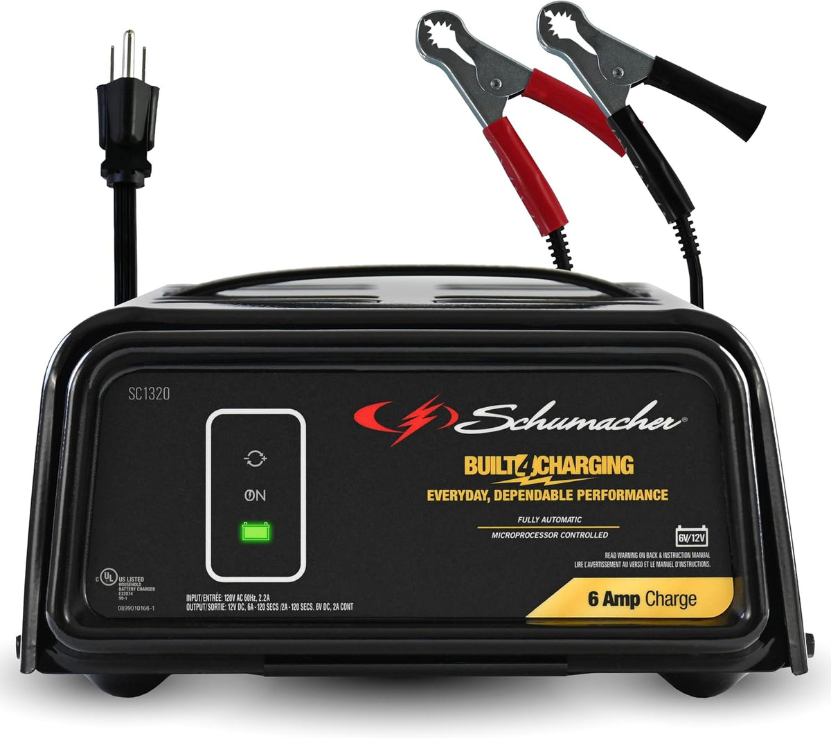 Schumacher Electric 6A Car Battery Charger & Maintainer, 6V/12V – SC1320
