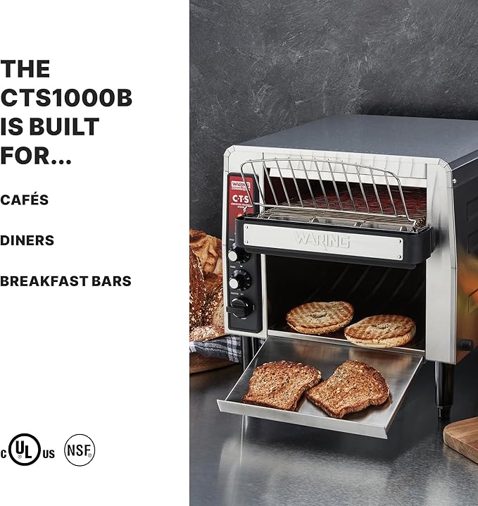 Waring Commercial CTS1000B Conveyer Toaster, 1000+ slices per hour, 6-20 Phase