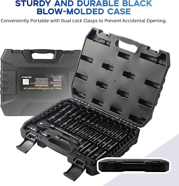 64-Piece 3/8" Drive Socket Set, SAE & Metric, Deep & Shallow, 72-Tooth Ratchet