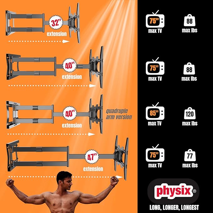 Physix 2080 Long Arm TV Wall Mount