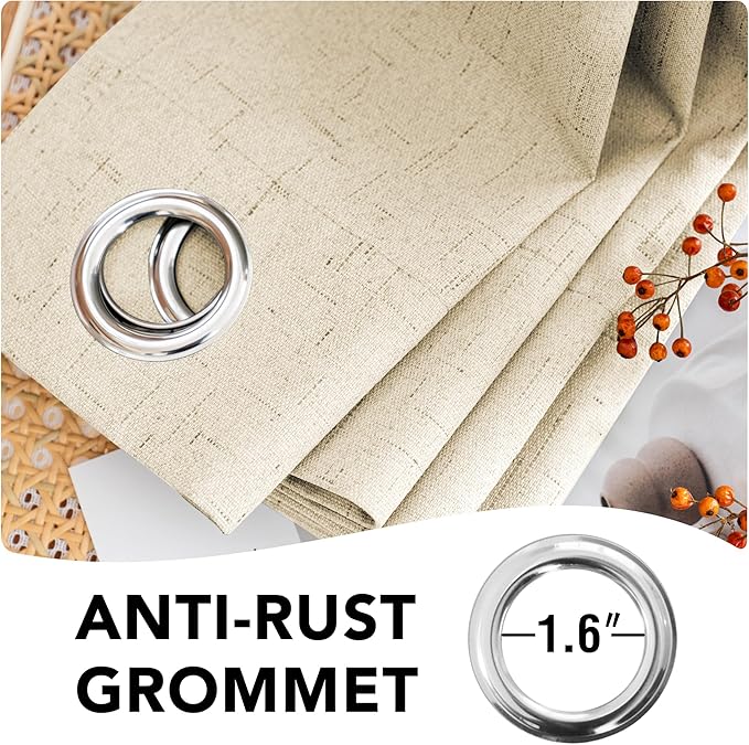 H.VERSAILTEX Linen Blackout Curtains Durable Thick Textured Linen Look 100%