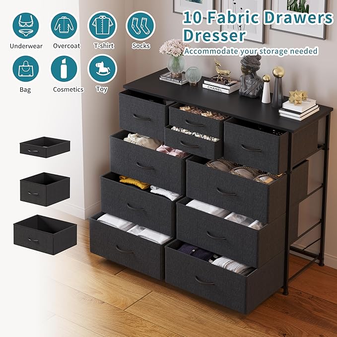 LUMTOK 10-Drawer Dresser, Fabric Storage Dressers