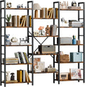 Shintenchi Triple 5 Tier Bookshelf, Large Wide Bookcase, Display Shelf