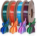 Kretrum Silk Dual Color 3D Printer Filament Bundle, 1.75 mm Color Changing PLA Bundle, 4 Spools 250g Each (Rose & Blue, Red & Gold, Violet & Green, Blue & Green)
