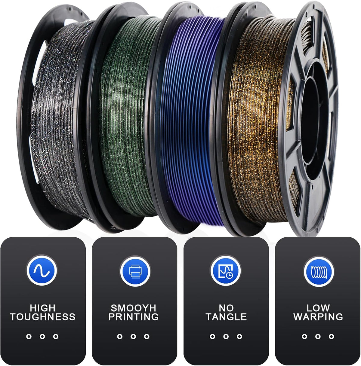 yousu 3d printer filament galaxy pla filament 1.75mm, front angle view