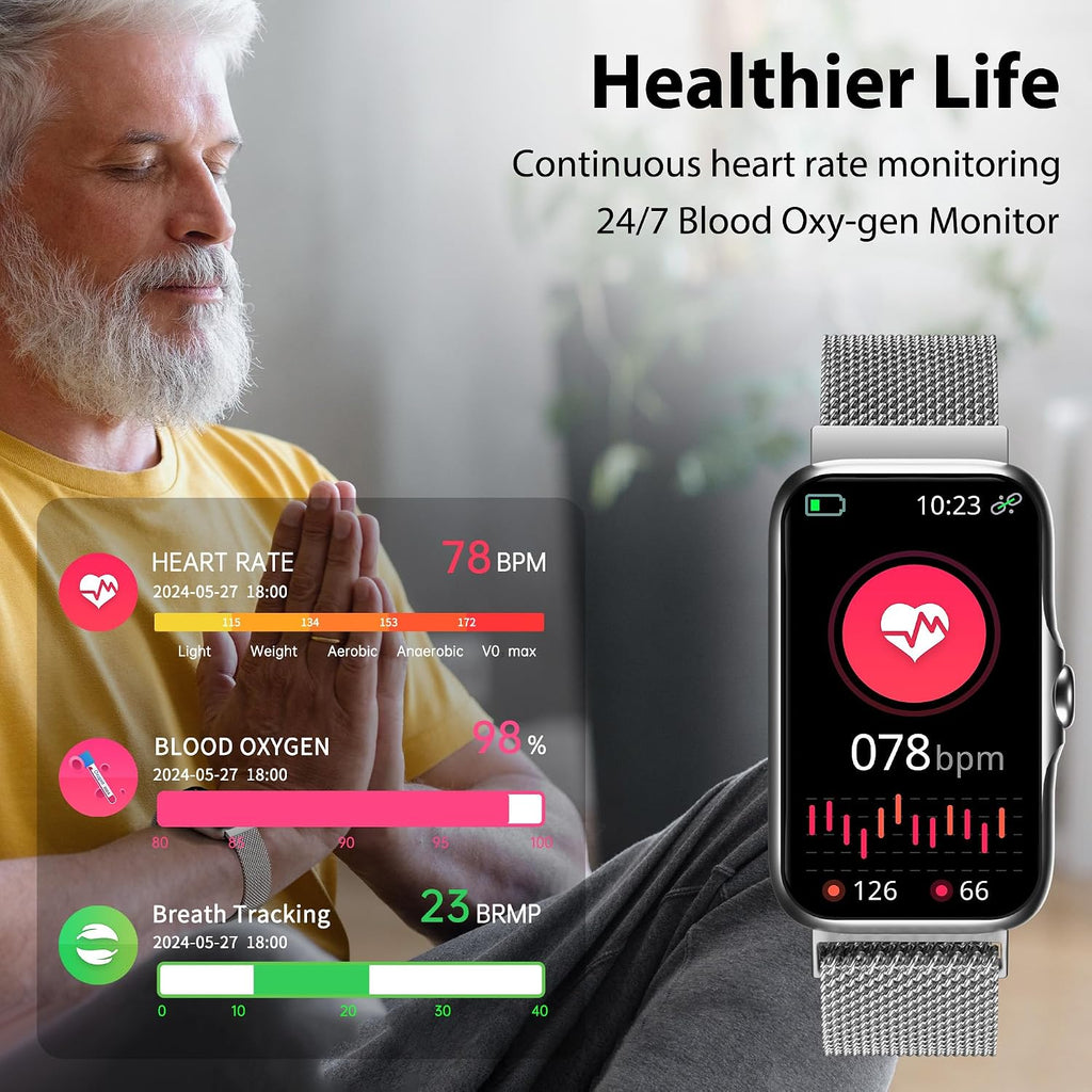 Fitness Tracker with 24/7 Continuous Heart Rate, Blood Oxy-gen Monitor, Smart Watch with Sleep Monitor, IP68 Waterproof Activity Tracker Step Counter for Women Men