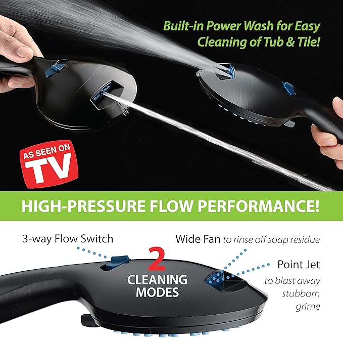 Hotel Spa AquaCare As-Seen-On-TV High Pressure Handheld/Rain 50-mode 3-way