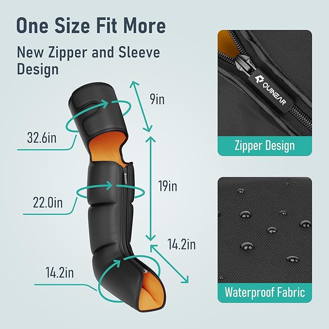 QUINEAR Leg Massager, 3-in-1 Heat and Compression Therapy, Air Compression Leg