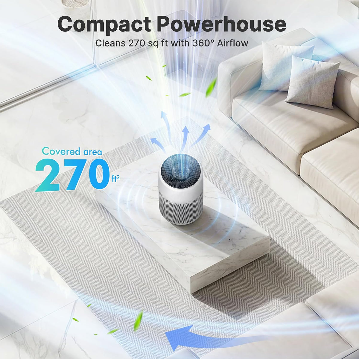 2 Pack Air Purifiers for Bedroom Home, True HEPA Filter for Smoke, White