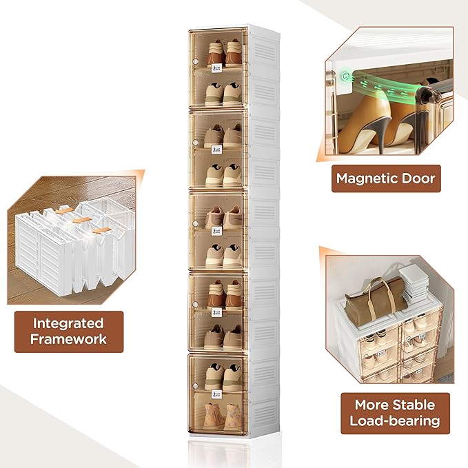 ANTBOX Shoe Organizer Storage Box, Portable Folding Shoe Rack