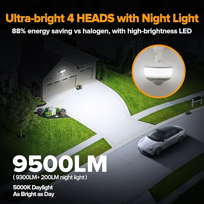 LUTEC 84W 9500LM LED Security Light Motion Sensor Outdoor Lights
