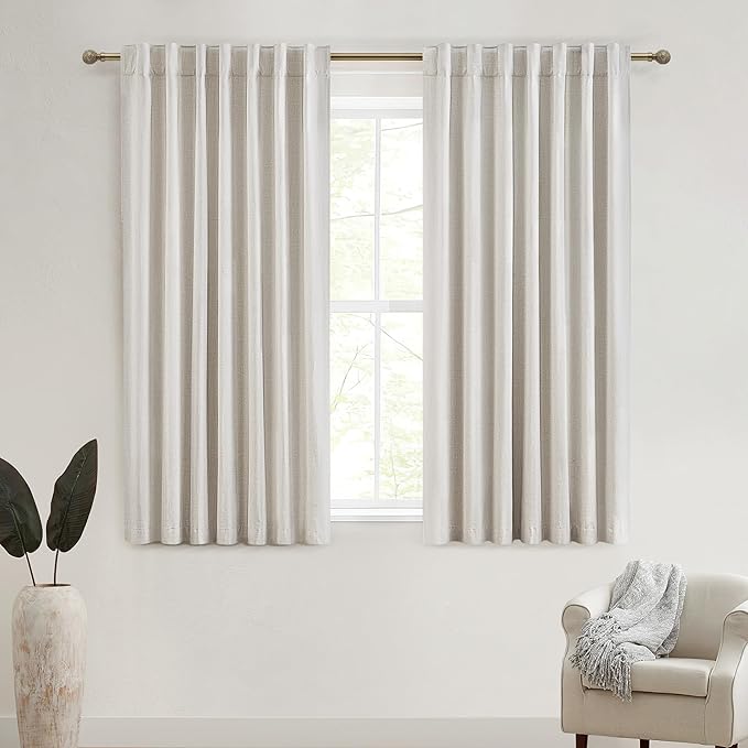 Room Darkening Curtains 63 Inches Long, Small Bay Window Blackout Dining Room