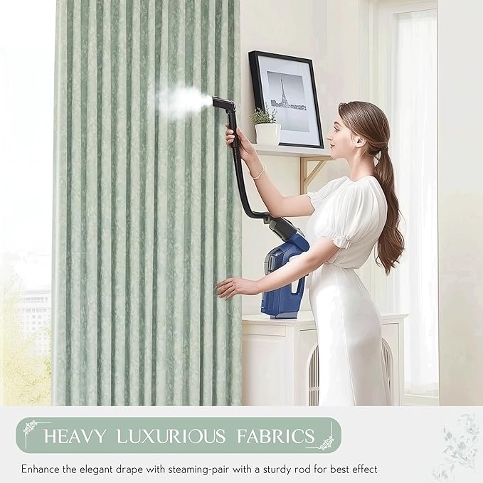 Beauoop Green Floral Jacquard Blackout Curtains 63 Inches Long 2 Panels