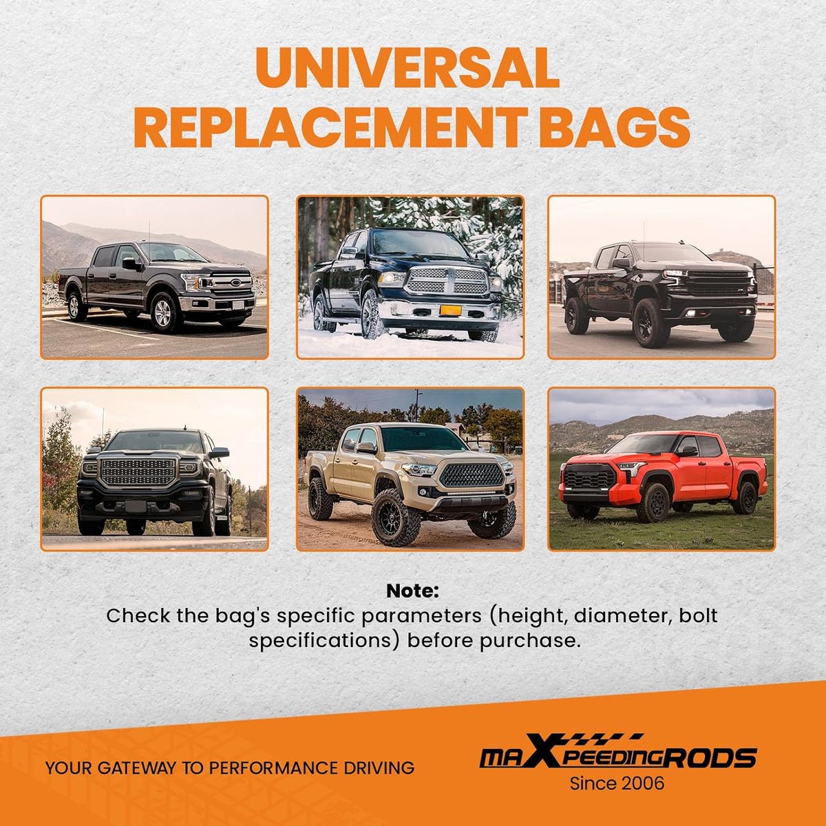 maxpeedingrods air suspension bags double bellow standard 2500, package contents