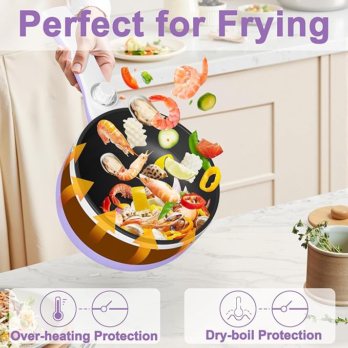 Dezin Hot Pot Electric Upgraded, Non-Stick Sauté Pan, Rapid Noodles Electric Pot