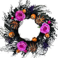 22 Inch Halloween Wreaths for Front Door Artificial Black Welcome Wreath with Pumpink Rose Skeleton Hand Indoor Outdoor Wall Holiday Decorations
