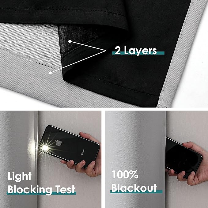 ChrisDowa 100% Blackout Curtains 90 inch Long
