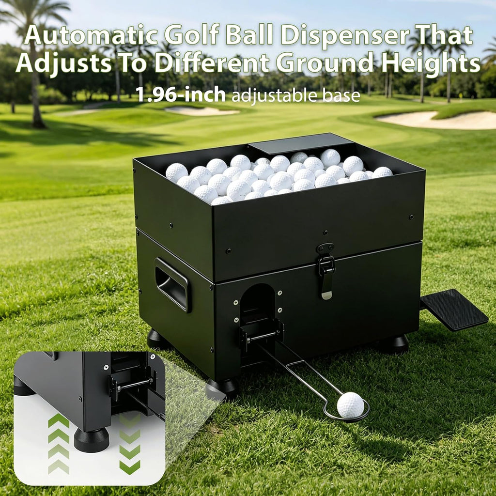 Golf Ball Dispenser 60-Ball Golf Ball Launcher Foot Pedal Heavy-Duty