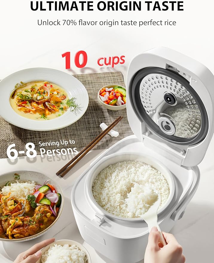TOSHIBA OriginTaste Rice Cooker 10-Cup Uncooked, Fuzzy Logic, 15-in-1 Functions