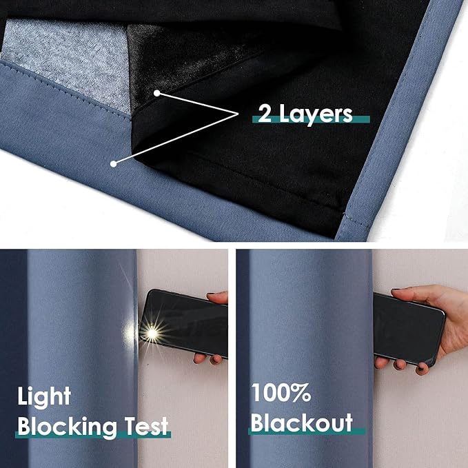 ChrisDowa 100% Blackout Curtains 102 inch Long