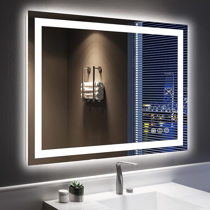 YEELAIT 40x32 Inch LED Bathroom Mirror