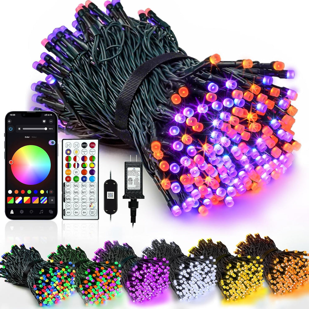 Smart Color Changing Halloween Lights String 112FT 300 LED APP and Remote
