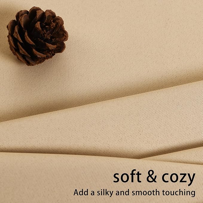 JIUZHEN Beige Blackout Curtains
