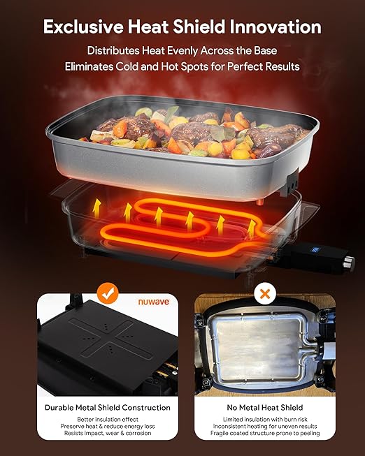 Nuwave Medley XL Digital Electric Skillet, Family Size Griddle w/Glass Lid