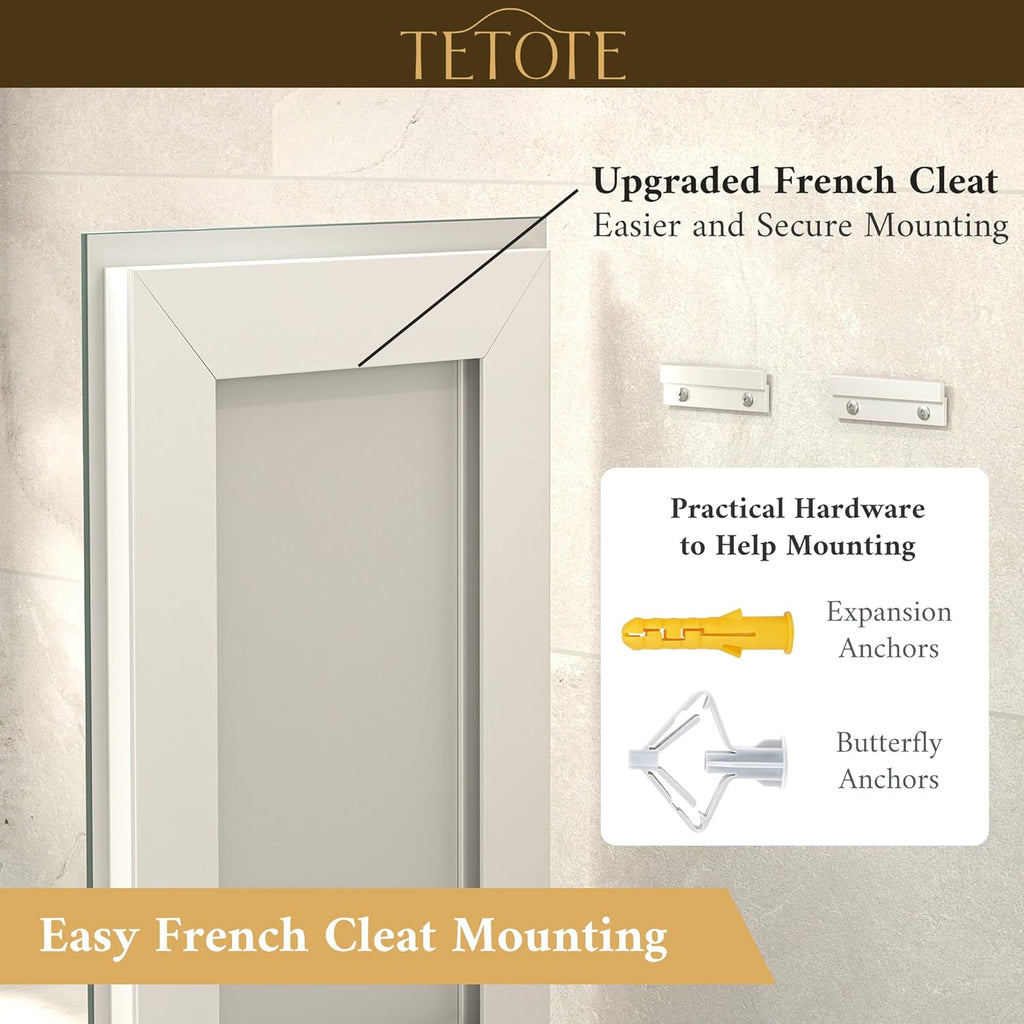 LED Bathroom Mirror 22 x 30 Inch Lighted Bathroom Vanity Mirror with Lights, Brighter Frontlit and Backlit Light up Anti Fog Mirror, 3-Color Dimmable, Shatterproof Tempered Glass, Waterproof