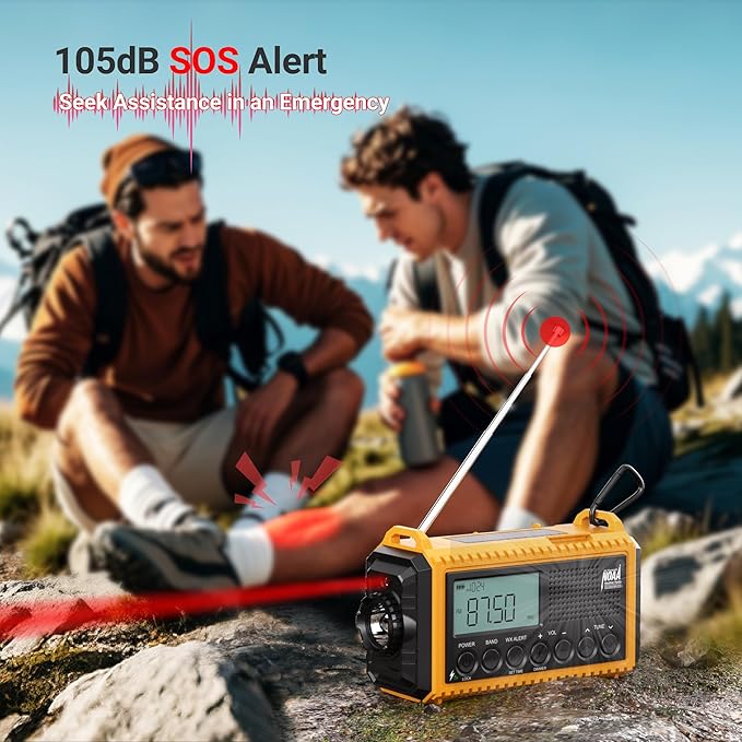 Mesqool 12000 Emergency Radio, Auto Digital Weather Radio NOAA/AM/FM/SW Battery