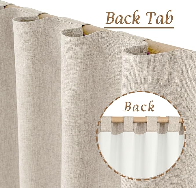 LAMIT Linen 100% Blackout Window Curtains