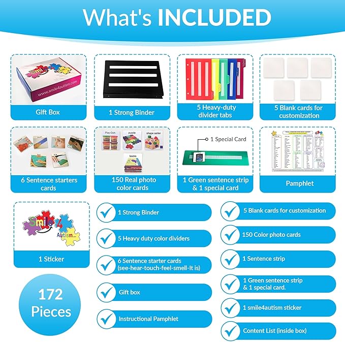 Visual Communication Book, 162 ASD Photo Picture Cards: Autism Language