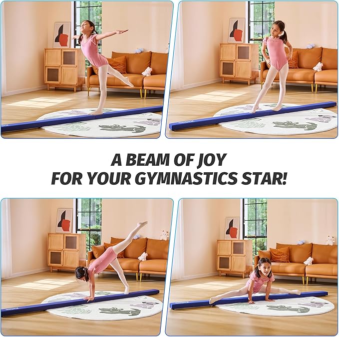 ZELUS 8' Folding Gymnastics Balance Beam, Floor Balance Beam w/Carry Handles