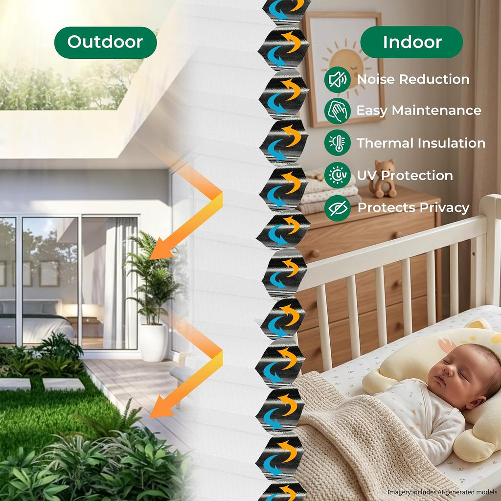 Allesin Top Down Bottom Up Cordless Cellular Shades,Thermal Insulation Honeycomb Blinds for Indoor Windows,(Clear White,27"x64")