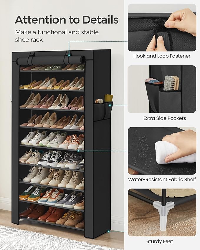 SONGMICS 10-Tier Shoe Rack, Shoe Storage Cabinet (50 Pairs)