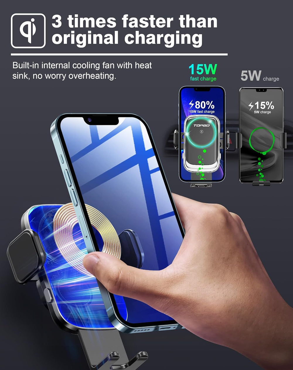 [Upgraded] TOPGO Cup Phone Mount Wireless Charger,Universal Cell Phone Holder...
