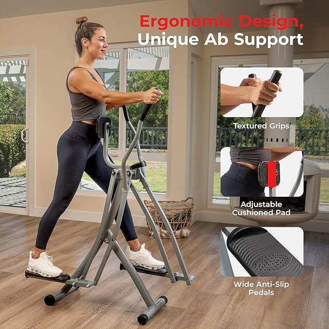 Sunny Health & Fitness Foldable Air Walk Elliptical, SunnyFit App via Bluetooth