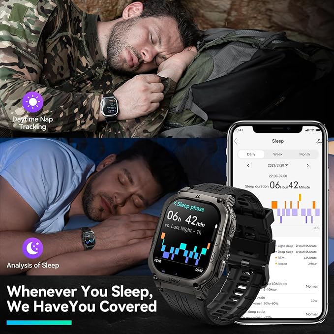 AMAZTIM Smart Watch, 60 Days Extra-Long Battery, 50M Waterproof, Rugged